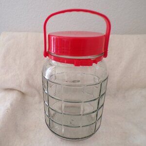 Vintage Anchor Hocking Glass Jug With Lid Refrigerator Round